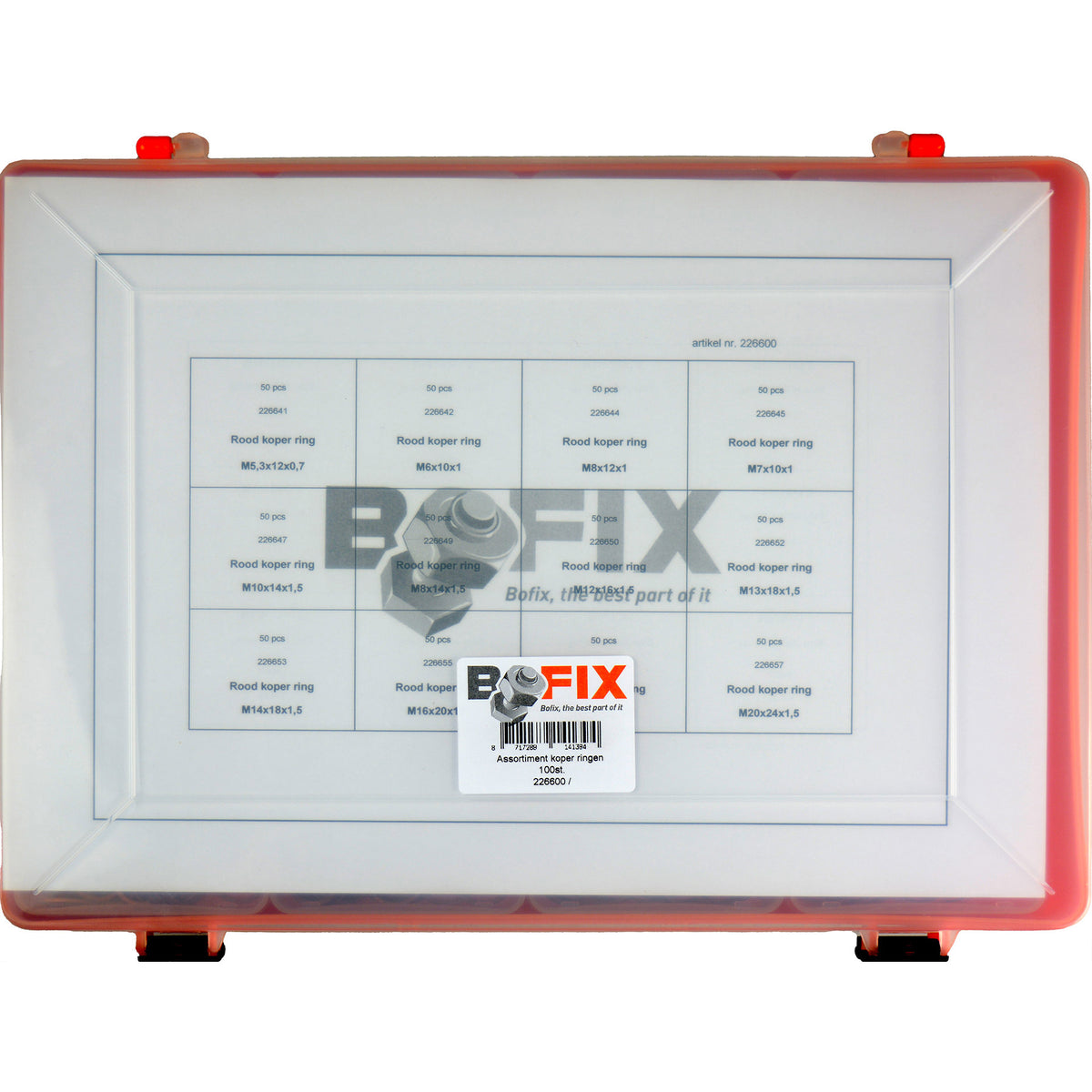 BOFIX 226600 Rango de cajas Anillos de cobre rojo de 12 compartimentos