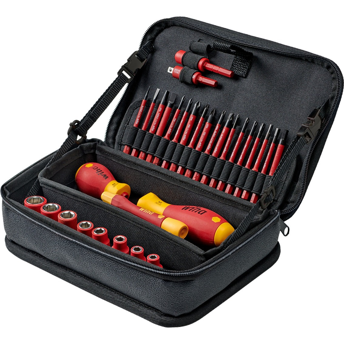 Juego de destornilladores eléctricos Wiha slimvario (rojo amarillo, 31 piezas en bolsa funcional)