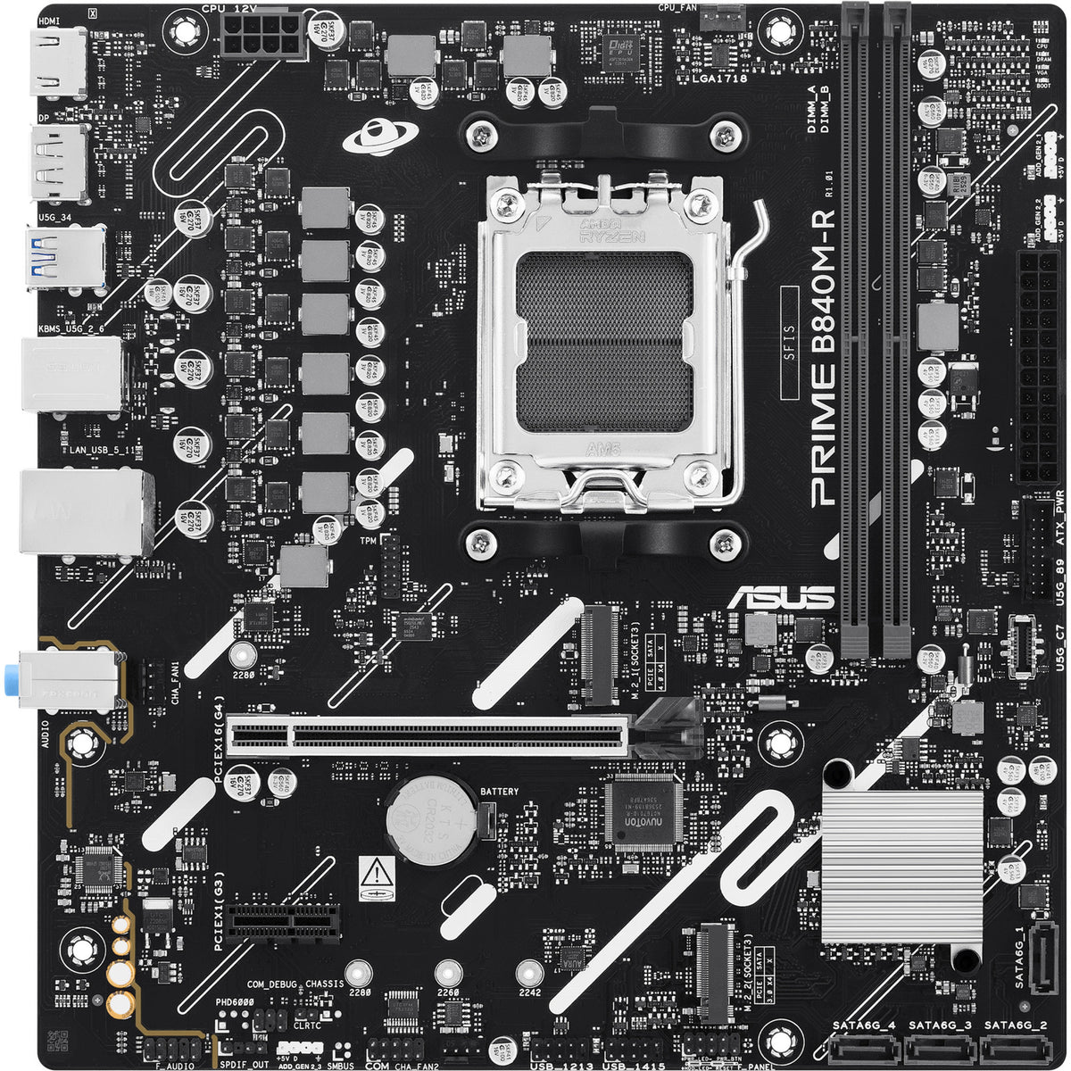 Asus prime b840m-r socket am5 moederbord (raid, gb-lan, sound, µatx)