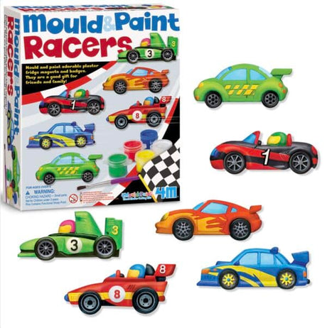 Manualidades de 4 m - verter y pintar - coche de carreras - juguetes creativos - paquete de pasatiempos de yeso - 5+