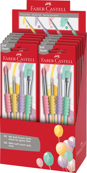 Faber Castell FC-481620 set de brochas tacto suave 4 piezas colores pastel