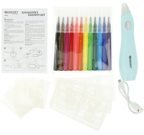 Aerógrafo Westcott - set que incluye 12 rotuladores y 36 plantillas - ac-e16800