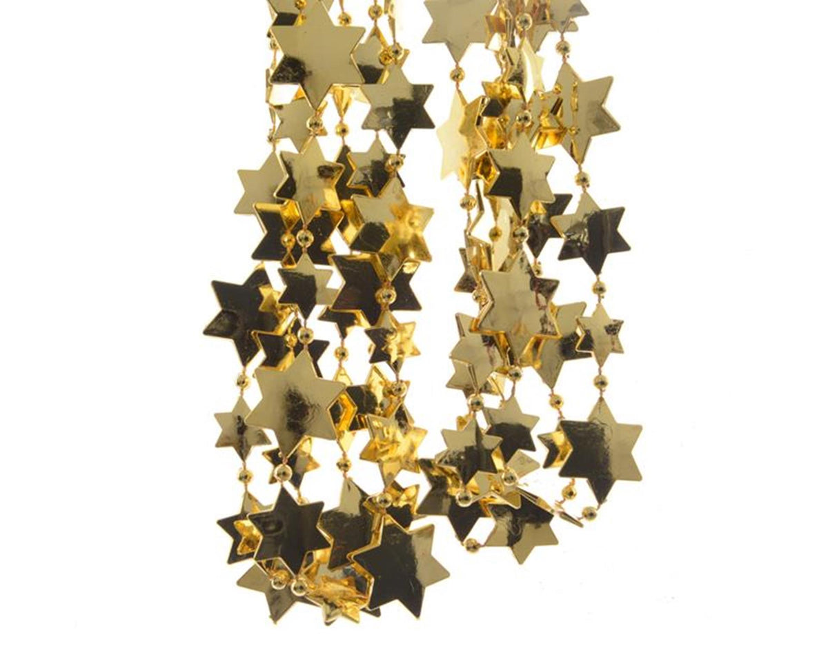Decoris guirnalda de cuentas estrella l270cm oro