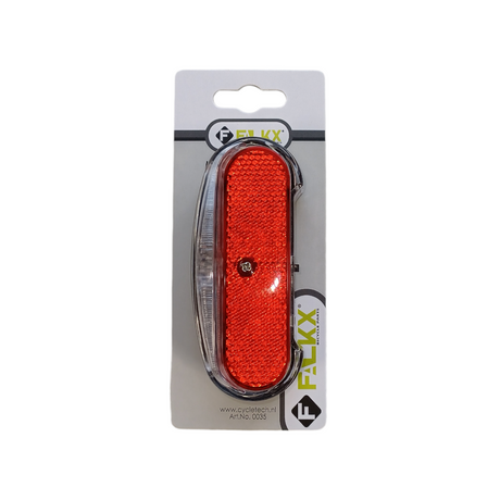 Falkx LED Luz trasera. Asamblea 50 80 mm. Incluyendo baterías (paquete colgante).