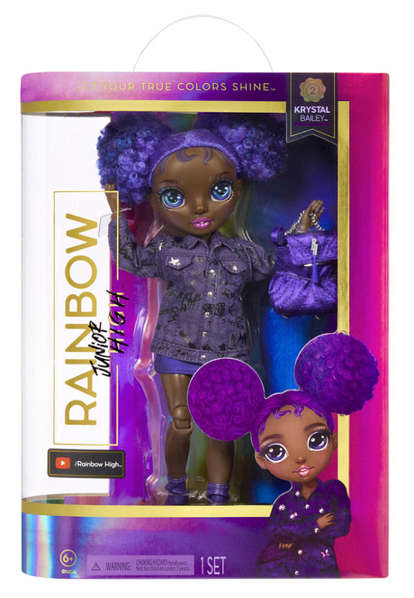 Muñeca Rainbow high junior high edición especial - 23 cm - krystal bailey - violeta - muñeca de moda