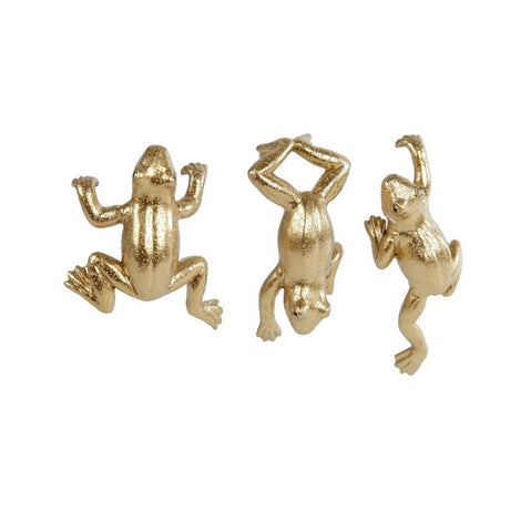 Cozydecor estatua rana polystone 6,5x8x3cm oro para el borde de macetas