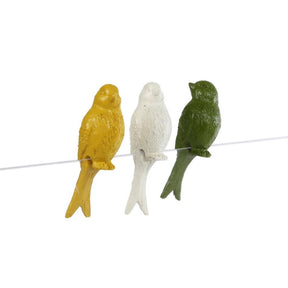 Cozydecor estatua de pájaro sentado para iluminación ambiental blanco verde amarillo polipiedra 4x3x7cm