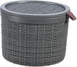 Cesta de yute Curver redonda con tapa 2 litros gris oscuro 17x17x12,5cm