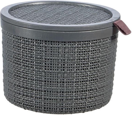 Cesta de yute Curver redonda con tapa 2 litros gris oscuro 17x17x12,5cm