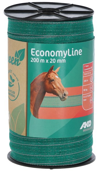 Cinta de productos Ako Economyline 200m 20mm verde gris 4x0 16mm