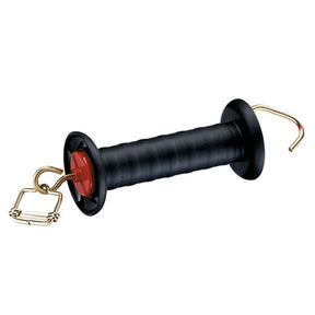 Manija de puerta de productos Ako negra con limitador de resorte de conector de cinta