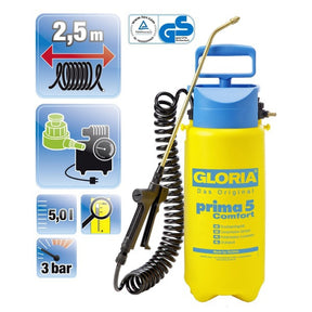 Gloria casa y jardín 000091.0000 pulverizador a presión prima 5 confort conexión compresor 5 l, manguera en espiral