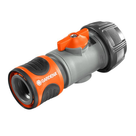 Conector de manguera Gardena con válvula reguladora (gris naranja, 943-50)
