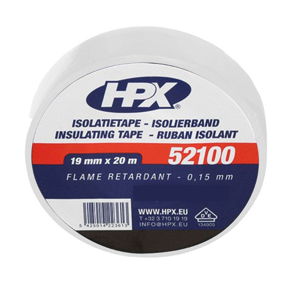 Cinta aislante de productos hpx 52100 vde 19mm 20mtr blanca