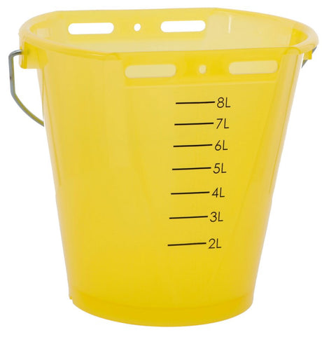 Productos cubo para terneros plástico aplanado desnudo amarillo transparente