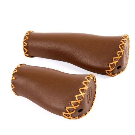 Velo Leather Ergo 92 135 mm de mango de bicicleta marrón oscuro