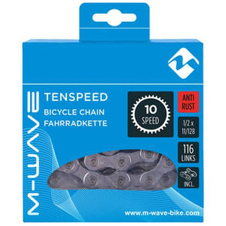 Cadena m-wave kmc 10v x10 plata antioxidante (116 eslabones)