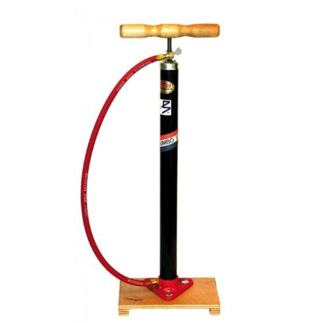 Bomba de bicicleta en la tabla de madera con Dunlop Valiel