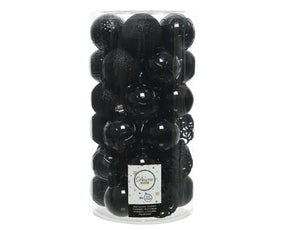 Juego de bolas navideñas Decoris ã˜ tubo de 6 cm de 37 piezas diseños surtidos negro
