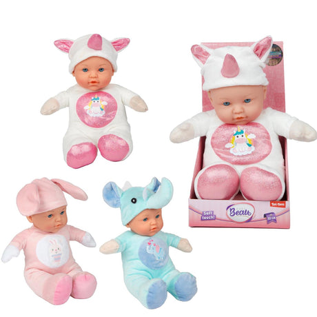 Toi-toys muñeco bebe blandito beau con traje de animal 31cm 3 surtidos