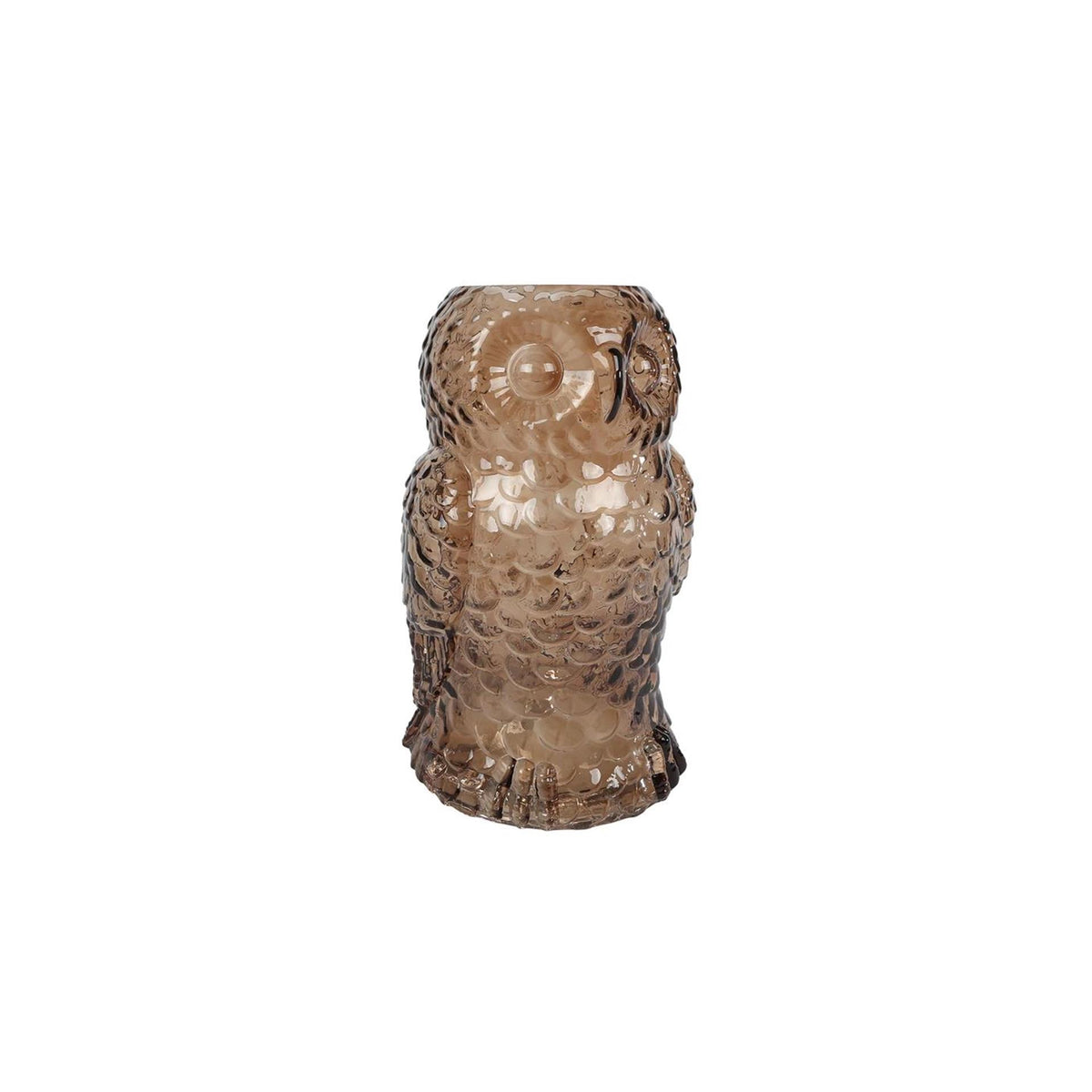Vaas uil licht bruin glas 16x16x20cm