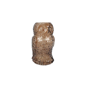 Vaas uil licht bruin glas 16x16x20cm