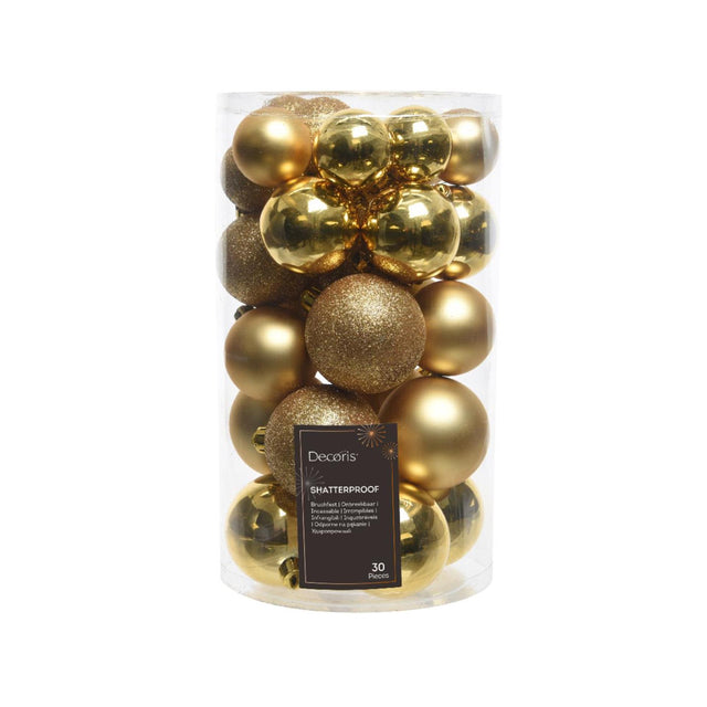 Decoris bolas de Navidad mezcla de plástico dorado 30 piezas