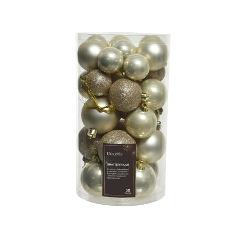 Decoris bolas navideñas plástico dorado claro mezcla de acabados 30 piezas