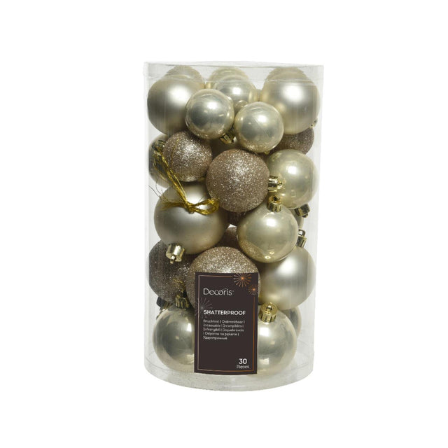 Decoris bolas navideñas plástico dorado claro mezcla de acabados 30 piezas