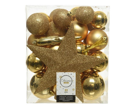 Kaemingk decoris Bolas navideñas vidrio mate brillo 33 piezas oro