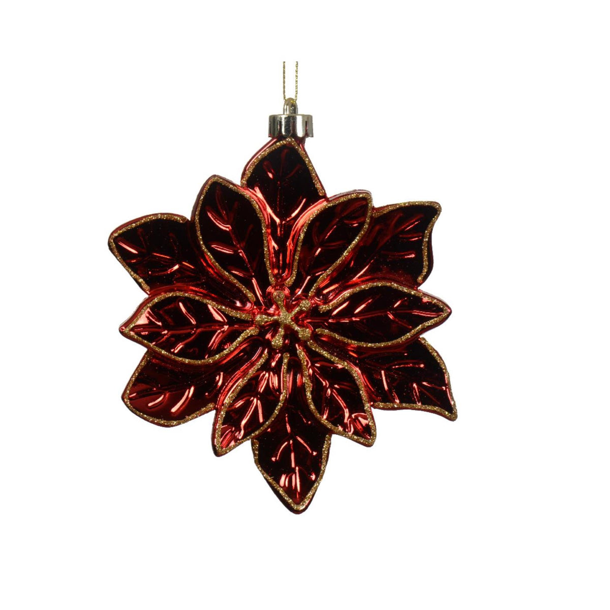 Decoris Colgante navideño flor de pascua Estrella navideña Navidad plástico rojo dia.14,5cm