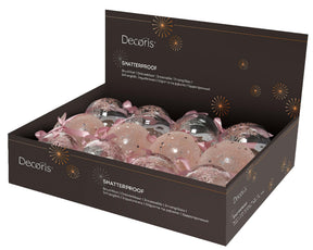 Decoris bolas navideñas mezcla de plástico 8cm 12ud rosa