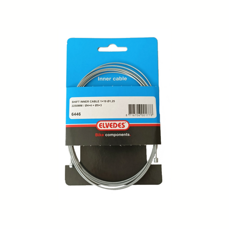 Elvedes Schakel Binnenkabel 2250 mm 1 x 19 Cable galvanizado Ø1.25 con n pezón Ø4 × 4 + tø5 × 3 (por pieza) - plata