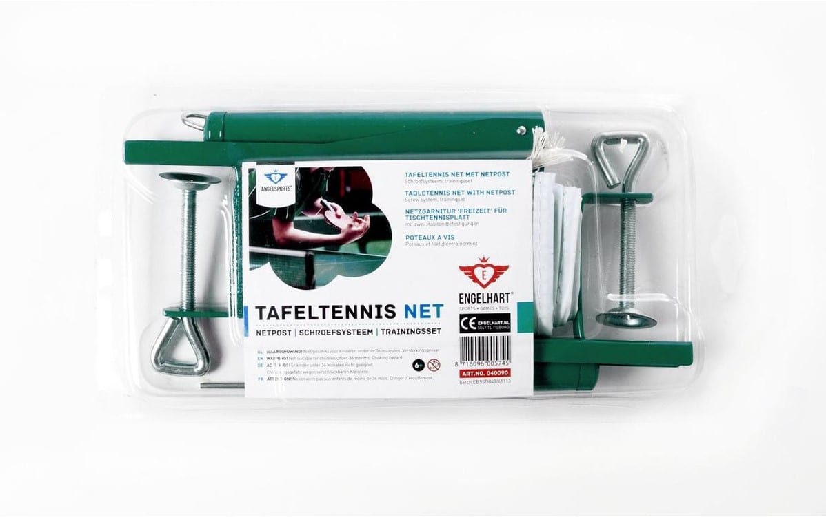 Combinación de postes de red de tenis de mesa Engelhart - postes de acero con red de polietileno - adecuado para mesas de competición - ping pong - longfield