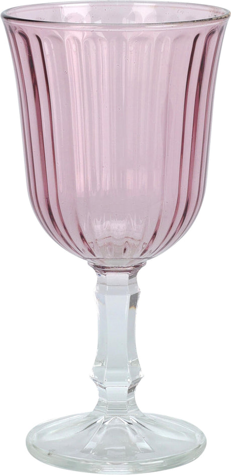 Copas de vino canalé rosa 240ml caja de 6 copas