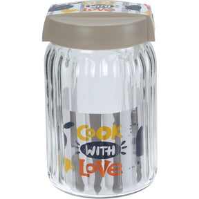 Excelente tarro de almacenamiento de artículos para el hogar con tapa de vidrio de 1400 ml.