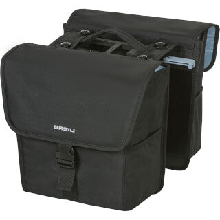 Basil GO-Double Bag Mik, bolsa de bicicleta doble, negro, 32L, adecuado para portadores de portadores de sistemas MIK