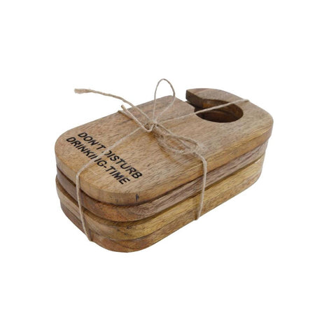 Cosydecor juego de posavasos Drink time natural 4 piezas mango 16x8,5x0,8cm
