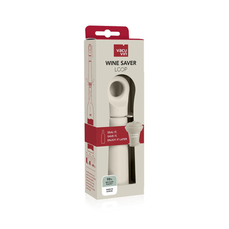 Bucle de bomba de vino Vacu fin – bomba de vino con tapón – sistema de almacenamiento al vacío – color arena – mantiene el vino abierto fresco hasta por 10 días