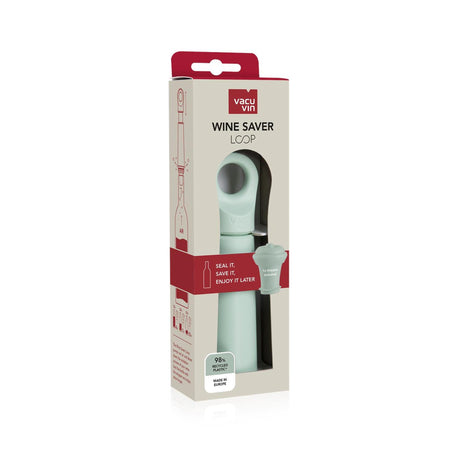 Bucle de bomba de vino Vacu fin – bomba de vino con tapón – sistema de almacenamiento al vacío – color jade – mantiene el vino abierto fresco hasta por 10 días