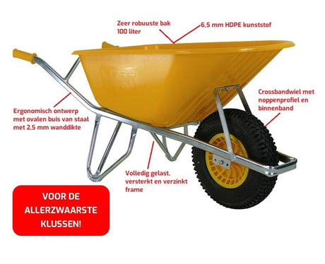 Carretilla Fort Products 100l adoquines amarilla