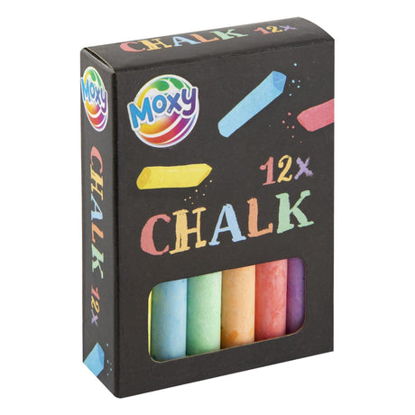 Tizas para pizarra Moxy 12 en caja, blancas o de colores