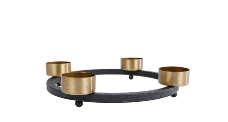 Otras marcas portavelas yono 23x23x5 cm metal negro dorado