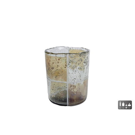 Cozydecor portavelas bloques s cristal 7,5x7,5x9cm marrón verde