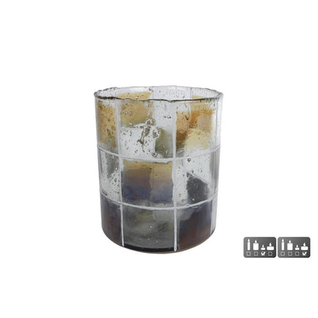 Cosydecor portavelas bloques l vidrio 11x11x13cm marrón verde
