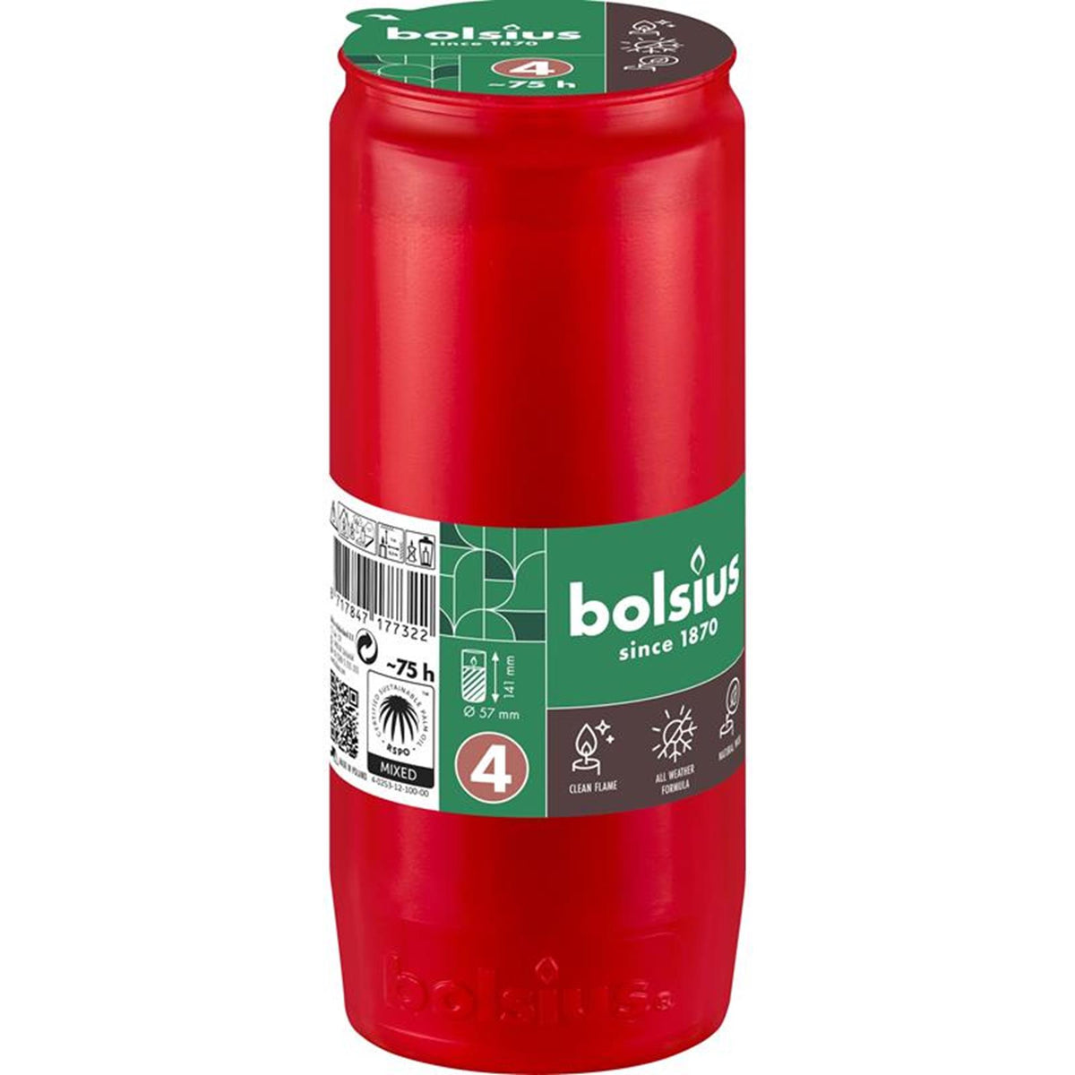 Lámpara de tumba Bolsius compo nº4 roja