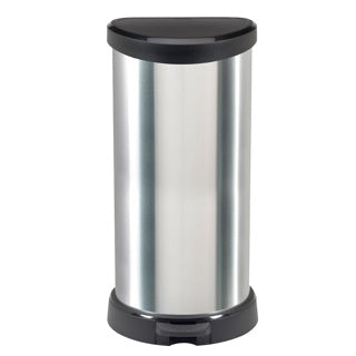 Curver cubo de basura con pedal decobin ovalado 40l plata negro