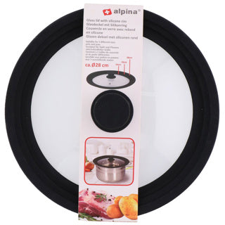 Tapa de cristal Alpina con borde de silicona 24 26 28 cm
