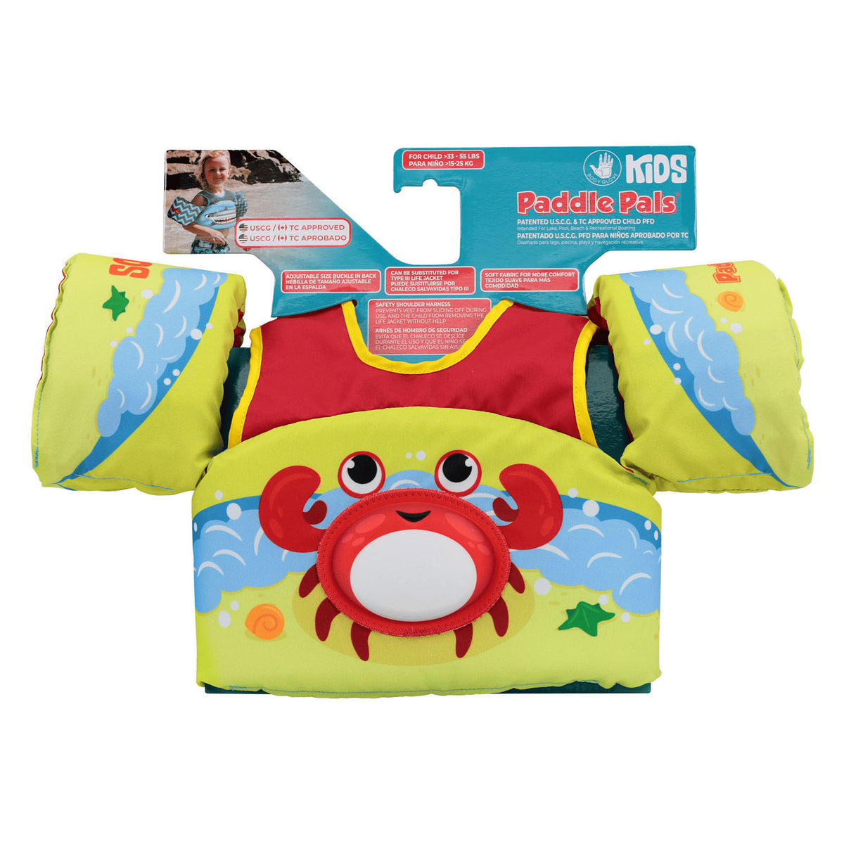 Body guante paddle pal chaleco salvavidas cangrejo, 3-6 años