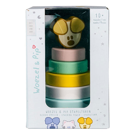 Rubo Toys Torre apilable para bebés Woezel y Pip Pip, 7 piezas.